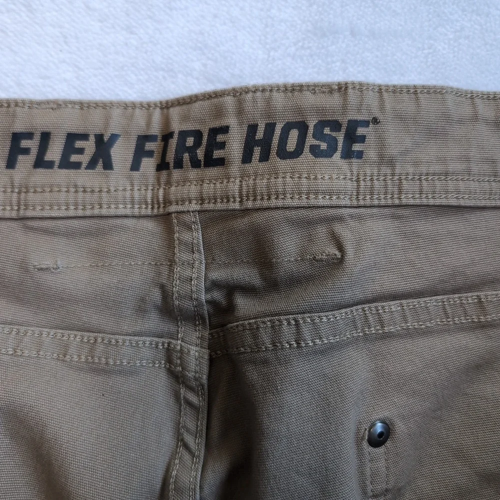 Duluth Trading Co Flex‎ Fire Hose Pants Mens 46x30 Khaki Tan Relaxed Work Cargo